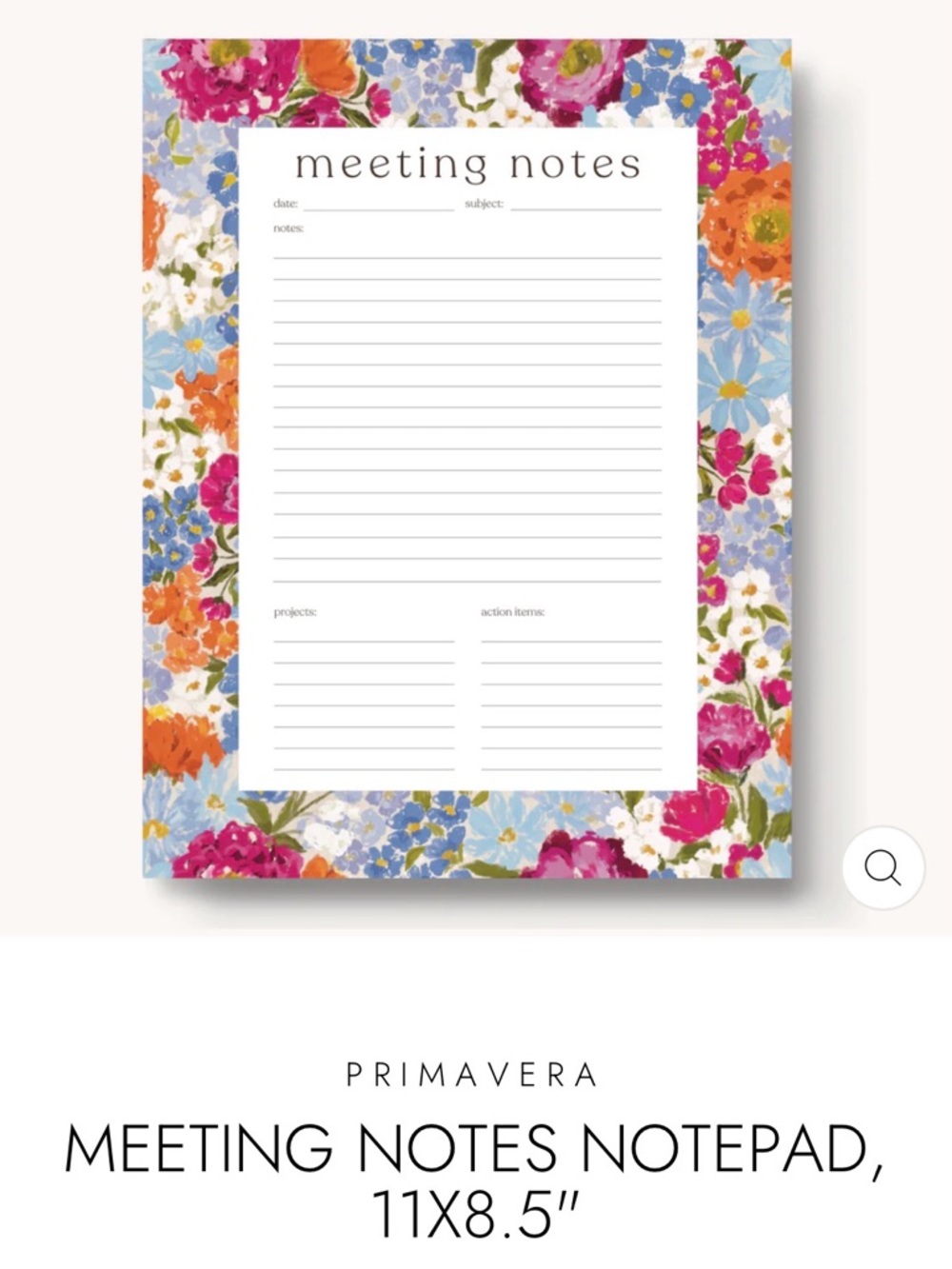 Elyse Breanne Floral Meeting Notes Notepad - Primavera Pattern